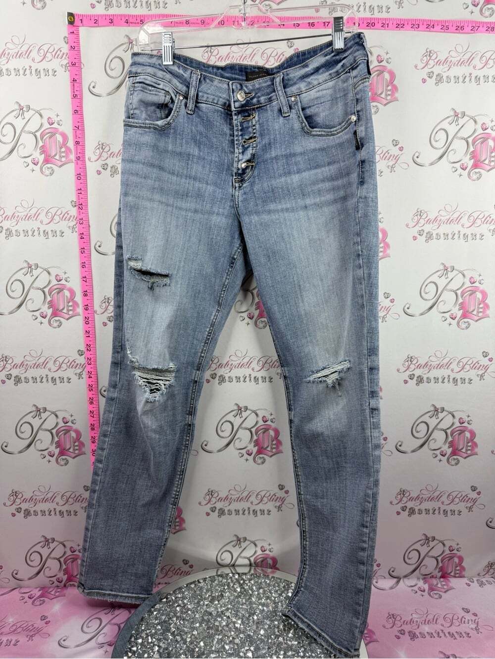 Silver Jeans boyfriend Light Blue Distressed Skinny Jeans